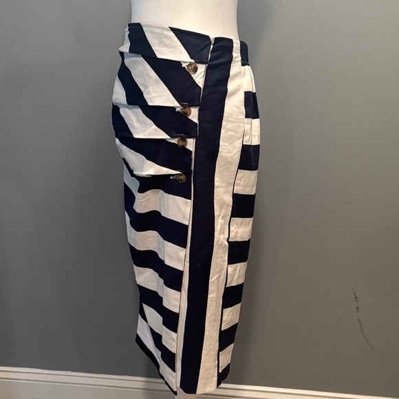 New York & Company Eva Mendes Nautical Striped Pencil Skirt - Size 10 - Picture 3 of 9